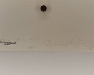 Back of signed Peter Amft black + white silver gelatin photograph, Big Walter Horton and Carey Bell 1972, Peter Amft Photography Chicago, Numbered edition 2/100