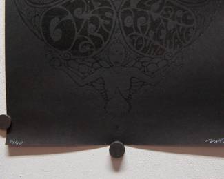 Detail of Subterranean, Septio, The Gris Gris, Plastic Crimewave Sound, black on black, signed and editioned poster, 34/40