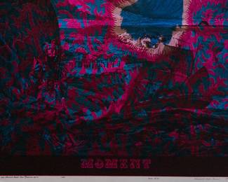 Detail of overprint of "Cheshire Cat" East Totem West and "Moment" copyright 1969 by Celestial Arts CA50, part of "The Overprints" made in the late 1960s/early 1970s by Joe McHugh, Nick Nickolds, and Sätty, screen-printed blacklight posters