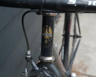 Front detail of black Bianchi men's road bicycle with Syntace handlebars