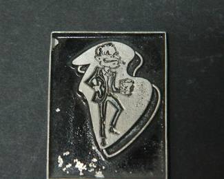 Detail of on of the metal plates used as models when The Alley made statuary products for many major rocks groups