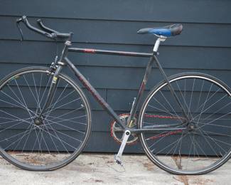 Other side of black Bianchi men's road bicycle with Syntace handlebars