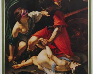 Robert Amft print of Manfredi's "Cupid Chastised" in hot pink sunglasses