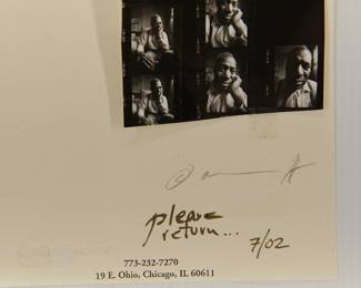 Detail of Howin' Wolf, The London Sessions signed contact sheet, on Peter Amft Photography Chicago letterhead