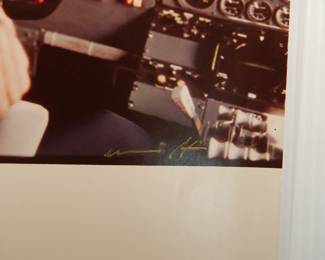 Signature detail of "Untitled pilot, Signed Peter Amft black + white silver gelatin photograph, Peter Amft Photography Chicago, Numbered edition 1/1