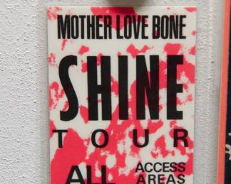 Mother Love Bone, Shine Tour, All Access pass, 1989, detail of collection of 1980s/1990s backstage concert passes