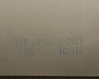 Back of The Crimson Cult, vintage B-Movie stamped and numbered poster 70/113