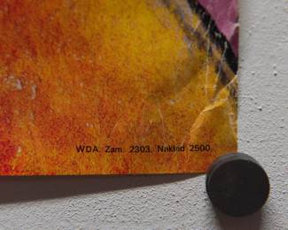 Printing details of "Spanish Music" original poster by Andrzej Pagowski, printed in 1989 in Poland, WDA Zam. 2302 Naklad 2500