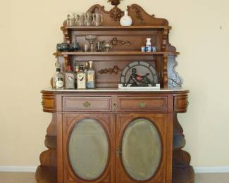 Gorgeous antique oak and marble top sideboard