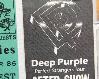 Deep Purple, Perfect Strangers Tour, After Show pass, detail of collection of 1980s/1990s backstage concert passes