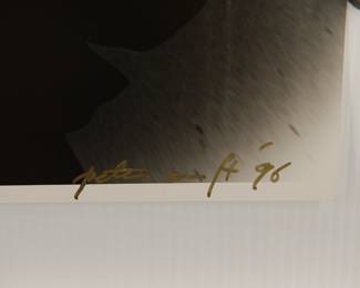 Signature detail of Roy Buchanan 1980, Signed Peter Amft black + white silver gelatin photograph, Peter Amft Photography Chicago, printed in 1996