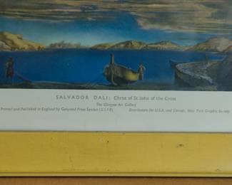 Detail of framed poster of Salvador Dali's "Christ of St John of the Cross"