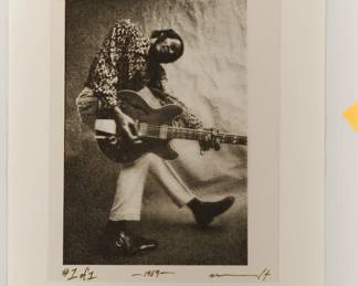 Another view of Chuck Berry, 1969, signed Peter Amft 8x10 black and white transparency/slide, numbered edition 1/1