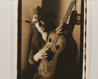 Eric Sardinas, signed Peter Amft black + white silver gelatin photograph, Peter Amft Photography Chicago, Numbered edition 1/100