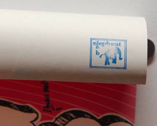 Stamp detail of "The Conquerers" poster, with Elephant Lab stamp on the back