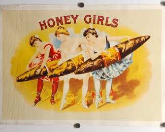 Honey Girls Habana cigars advertising screen print, 3658 photo by Giancarlo Costa/AG Stradella, copyright 1996 by Nuova Arti Grafiche Ricordi, printed in Italy