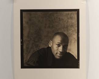 Portrait of Michael Jordan, signed and embossed Marc Hauser black + white silver gelatin photograph, limited edition print 16/100