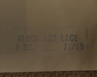 back of Blood and Lace, vintage B-Movie stamped and numbered poster 71/69