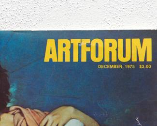 Detail of ARTFORUM cover, December 1975: VOL. 14, NO. 4, featuring Jean-Auguste-Dominique Ingres, "Jupiter and Thetis", 1811, oil on canvas, (Musée Granet, Aix-en-Provence), with a de Kooning exhibition ad on the back