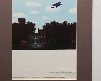 Robert Amft print of René Magritte's "Empire of Light, II" with a Witch flying on a broomstick