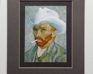 Original Robert Amft print of Vincent van Gogh smoking a cigarette, c. 1978