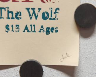 Signature detail of "Camera Obscura" Georgie James, Peter and the Wolf, Friday, July 26 2006 @ The Logan Square Auditorium poster, edition 13/120