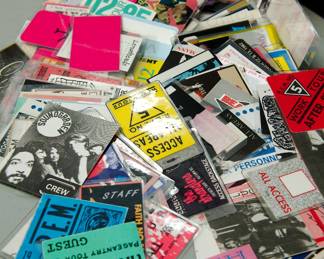 A huge collection of 1980s/1990s backstage concert passes