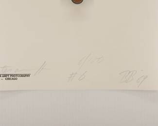 Back of signed Peter Amft black + white silver gelatin photograph, BB King '69, "I am Lucille" guitar, Peter Amft Photography Chicago, Numbered edition 6/100