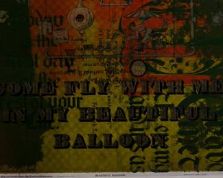 Detail of "Beautiful Balloon" copyright 1979 by Celestial Arts CA2010, part of "The Overprints" made in the 1960s by Joe McHugh, Nick Nickolds, and Sätty, screen-printed blacklight posters
