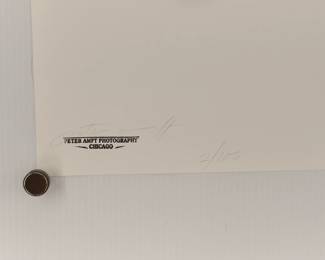 Back of Untitled woman seated in white dress, signed Peter Amft black + white silver gelatin photograph, Peter Amft Photography Chicago, Numbered edition 2/100