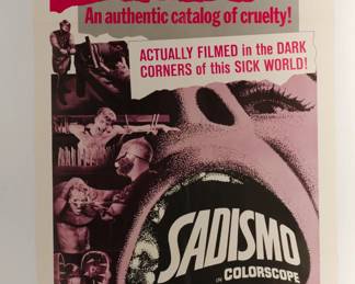 Sadismo, vintage B-Movie stamped and numbered poster 67/319