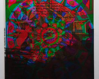 Overprint "Under Construction Co." copyright 1968 by Celestial Arts No. 8 and another print by Celestial Arts CA302, part of "The Overprints" made in the late 1960s/early 1970s by Joe McHugh, Nick Nickolds, and Sätty, screen-printed blacklight posters