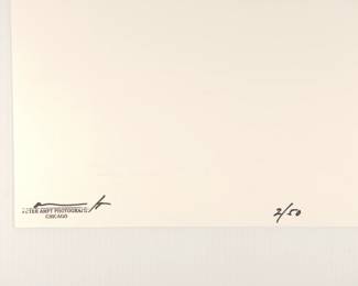 Back of Untitled red guitarist onstage, signed Peter Amft c-print photograph, Peter Amft Photography Chicago, Numbered edition 2/50