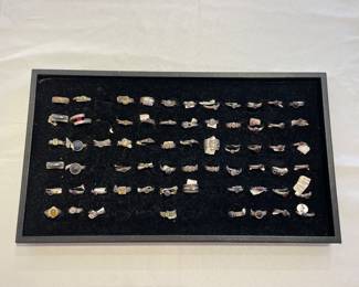 Collection of sterling silver rings with stones/cabochons