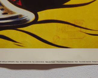Stamp detail at bottom right of"Bière de l'Eclair" screen print poster, Ref. A646 édité par CARTEXPO, signature reads Opé