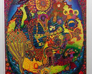 Another copy of "Pipe Dreams" by East Totem West, part of "The Overprints" made in the late 1960s/early 1970s by Joe McHugh, Nick Nickolds, and Sätty, screen-printed blacklight posters