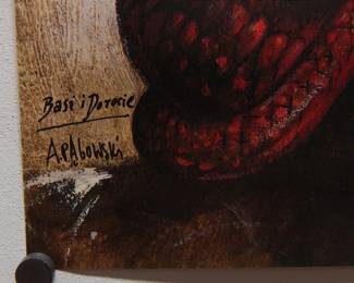 Artist signature detail of "An Immoral Story"original movie poster by Andrzej Pagowski, from 1990