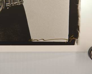 Signature detail of Hand of "Hound Dog" Taylor #1 (six fingered guitarist), signed Peter Amft black + white silver gelatin photograph, Peter Amft Photography Chicago, Numbered edition 1/1