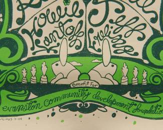 Bottom detail of numbered edition of Rikki McRae Evanston 04 poster, by Delicious Design League, for Evanston Community Development Foundation, made in 07/2004, print 22/50