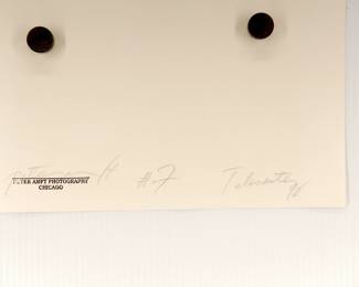 Back of Signed Peter Amft black + white silver gelatin photograph, "Telecaster 90", Peter Amft Photography Chicago, Numbered edition #7