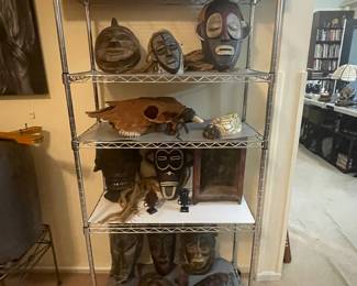 Collection of African tribal masks and folk art