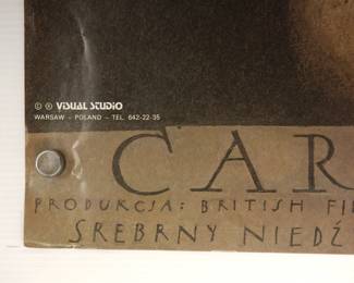 Printer details of Caravaggio designed by Wiesław Wałkuski, Polish movie poster