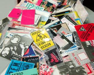 Another view of collection of 1980s/1990s backstage concert passes