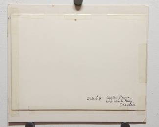 Back of Robert Amft print of Jean-Baptiste-Siméon Chardin's "Still Life with Apples, Pears, and a White Mug" with Donald Duck