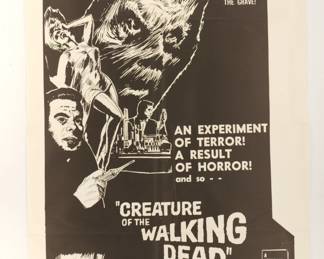 Creature of Walking Dead, vintage B-Movie stamped and numbered poster 65/172