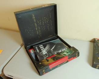 Interior detail of first Peter Amft portfolio boxes collaged by the artist featuring Chicago Blues musicians