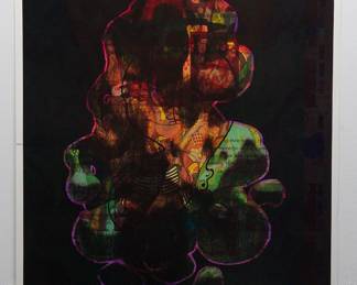 Overprint of "She" copyright 1969 by Celestial Arts, CA33, and "I am Beautiful" copyright 1971 by Celestial Arts, CA98 screen-print blacklight poster