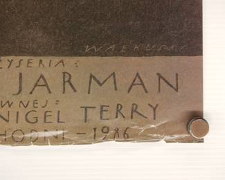 Signature detail of Caravaggio designed by Wiesław Wałkuski, Polish movie poster