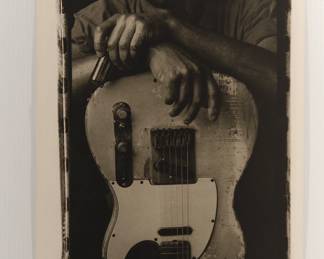 Signed Peter Amft black + white silver gelatin photograph, "Telecaster 90", Peter Amft Photography Chicago, Numbered edition #7