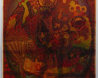 Overprint of "Pipe Dreams" copyright East Totem West and "Glamorous Sandy" by Celestial Arts part of "The Overprints" made in the late 1960s/early 1970s by Joe McHugh, Nick Nickolds, and Sätty, screen-printed blacklight posters